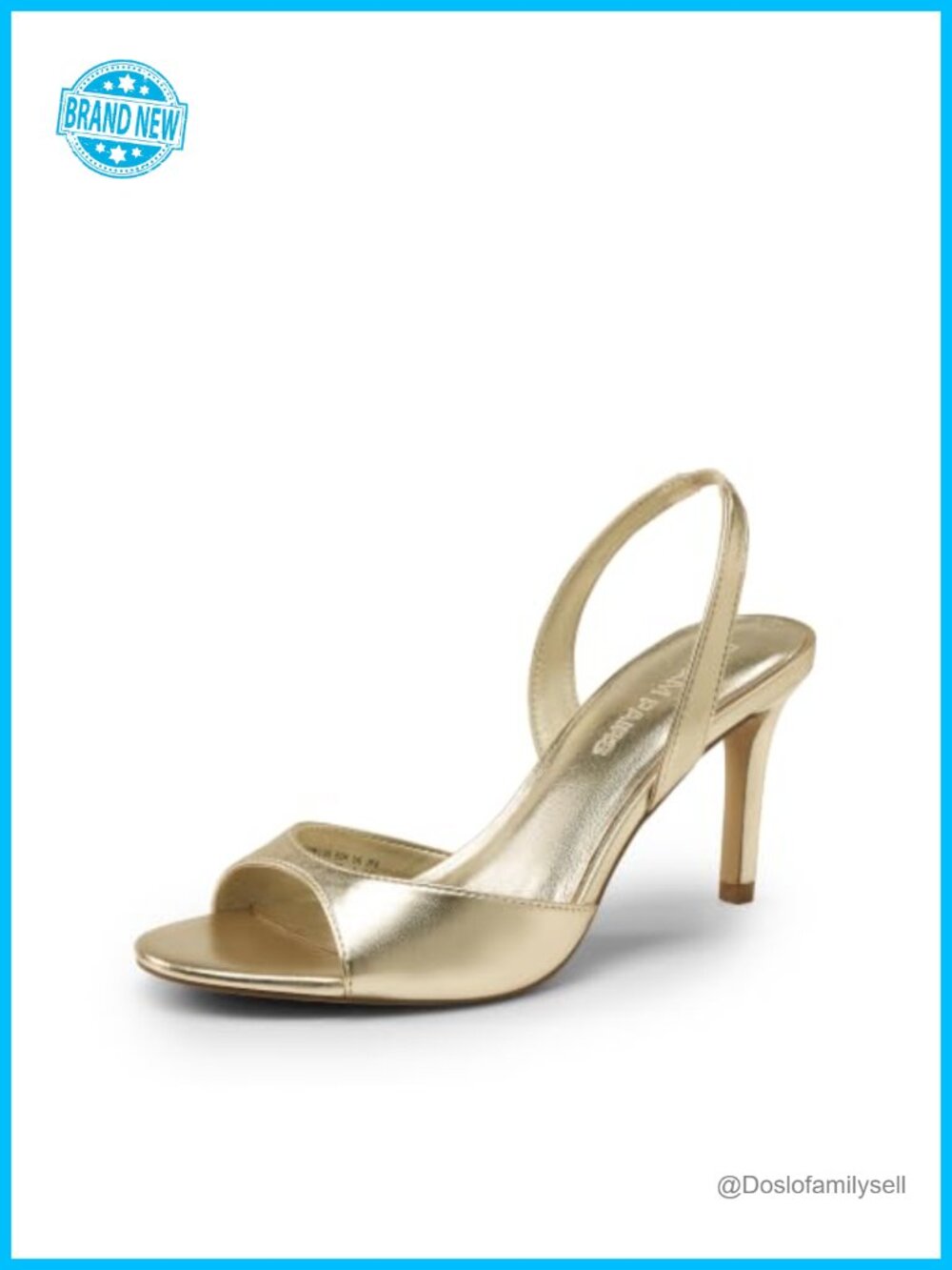 Women's Slingback Kitten Heeled Sandals Faux Leather Round Toe